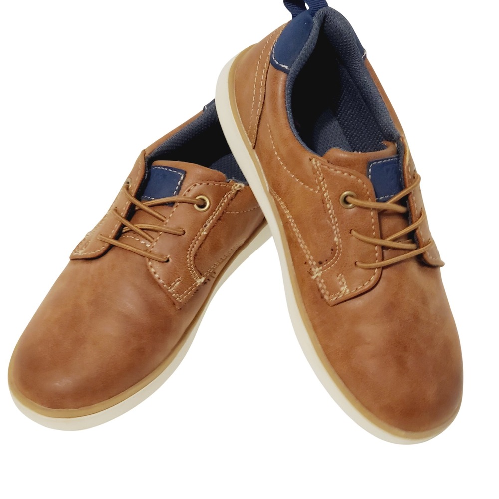 Deer Stags Conrad Jr Kids Brown Oxford Sneakers Size 1M Cognac Navy Lace Up